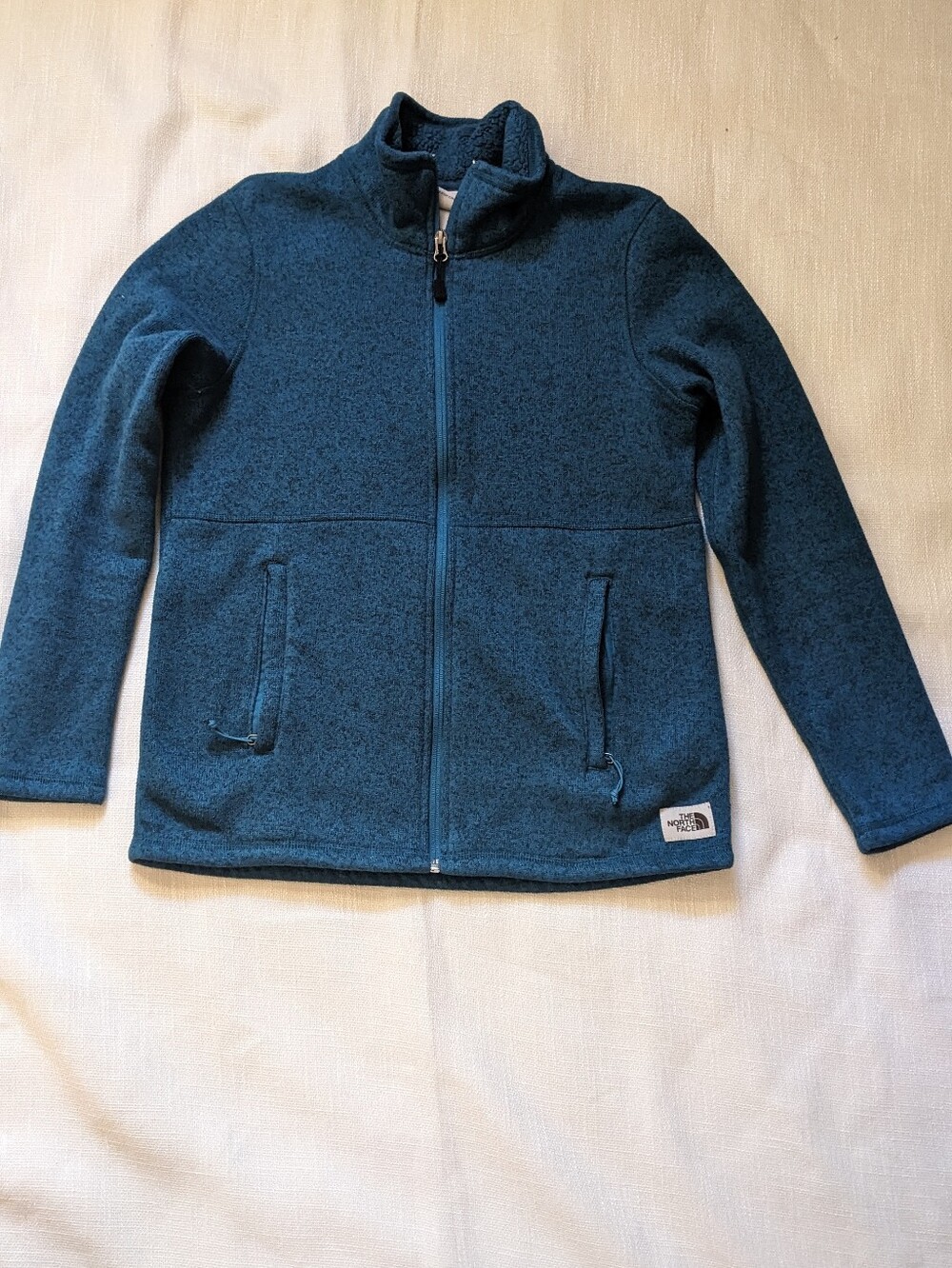 The North Face Teal Blue Fleece Sz Medium Full-zip Sweater Jacket Outdoors Fall